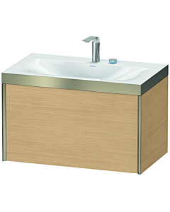 Duravit XViu Waschtisch-Unterschrank XV4610EB130P 80x48cm, 1 Auszug, 2 Hahnloch, champagner matt, Rahmen P, Eiche natur