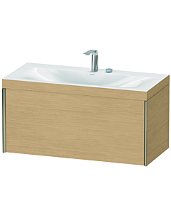 Duravit XViu vanity unit XV4611EB130C 100x48cm, 2000 pull-out, 2 tap holes, matt champagne, Rahmen C, natural oak