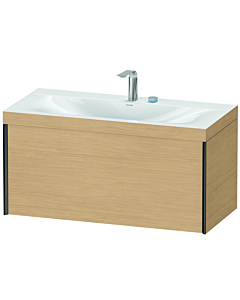 Duravit XViu Waschtisch-Unterschrank XV4611EB230C 100x48cm, 1 Auszug, 2 Hahnlöcher, schwarz matt, Rahmen C, Eiche natur