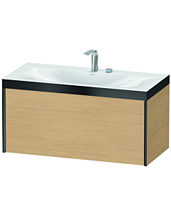 Duravit XViu Waschtisch-Unterschrank XV4611EB230P 100x48cm, 1 Auszug, 2 Hahnlöcher, schwarz matt, Rahmen P, Eiche natur