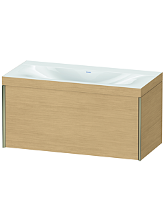 Duravit XViu Waschtisch-Unterschrank XV4611NB130C 100x48cm, 1 Auszug, ohne Hahnloch, champagner matt, Rahmen C, Eiche natur