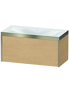 Duravit XViu Waschtisch-Unterschrank XV4611NB130P 100x48cm, 1 Auszug, ohne Hahnloch, champagner matt, Rahmen P, Eiche natur