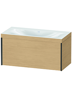 Duravit XViu Waschtisch-Unterschrank XV4611NB230C 100x48cm, 1 Auszug, ohne Hahnloch, schwarz matt, Rahmen C, Eiche natur