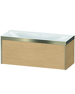 Duravit XViu vanity unit XV4612NB130P 120x48cm, 2000 pull-out, without tap hole, matt champagne, Rahmen P, natural oak