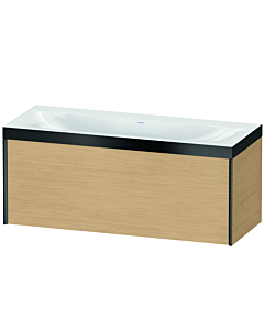 Duravit XViu vanity unit XV4612NB230P 120x48cm, 2000 pull-out, without tap hole, matt black, Rahmen P, natural oak