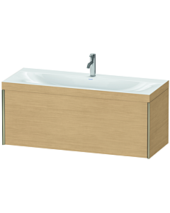 Duravit XViu vanity unit XV4612OB130C 120x48cm, 2000 pull-out, 2000 tap hole, matt champagne, Rahmen C, natural oak