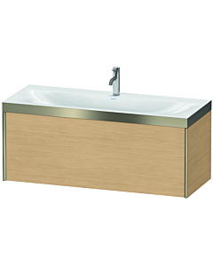 Duravit XViu vanity unit XV4612OB130P 120x48cm, 2000 pull-out, 2000 tap hole, matt champagne, Rahmen P, natural oak