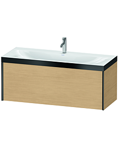 Duravit XViu vanity unit XV4612OB230P 120x48cm, 2000 pull-out, 2000 tap hole, matt black, Rahmen P, natural oak