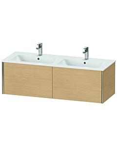 Duravit XViu Waschtisch-Unterschrank XV40290B130 128x48x40cm, 2 Auszüge, wandhängend, champagner matt, Eiche natur