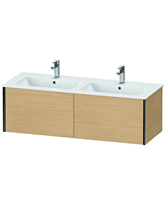 Duravit XViu Waschtisch-Unterschrank XV40290B230 128x48x40cm, 2 Auszüge, wandhängend, schwarz matt, Eiche natur