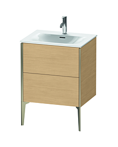 Duravit XViu Waschtisch-Unterschrank XV43000B130 61 x 59,1 x 48 cm, Eiche natur, 2 Auszüge, champagner matt