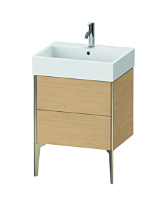 Duravit Meuble sous-vasque XViu XV45340B130 58,4 x 49,3 x 45,4 cm, chêne naturel, 2 coulissants, champagne mat