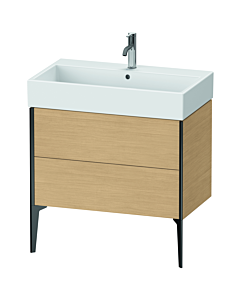 Duravit Meuble sous-vasque XViu XV45360B230 78,4 x 49,3 x 45,4 cm, chêne naturel, 2 coulissants, noir mat
