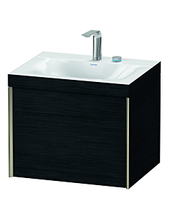 Duravit XViu vanity unit XV4609EB116C 60x48cm, 2000 pull-out, 2 tap holes, matt champagne, Rahmen C, black oak