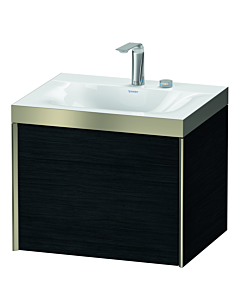 Duravit XViu vanity unit XV4609EB116P 60x48cm, 2000 pull-out, 2 tap holes, matt champagne, Rahmen P, black oak