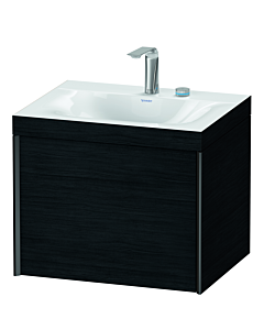 Duravit XViu vanity unit XV4609EB216C 60x48cm, 2000 pull-out, 2 tap holes, matt black, Rahmen C, black oak
