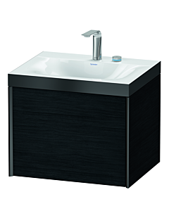 Duravit XViu vanity unit XV4609EB216P 60x48cm, 2000 pull-out, 2 tap holes, matt black, Rahmen P, black oak