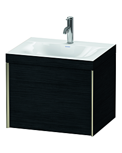 Duravit XViu vanity unit XV4609OB116C 60x48cm, 2000 pull-out, 2000 tap hole, matt champagne, Rahmen C, black oak