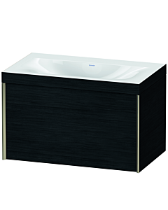 Duravit XViu Waschtisch-Unterschrank XV4610NB116C 80x48cm, 1 Auszug, champagner matt, Rahmen C, Eiche schwarz