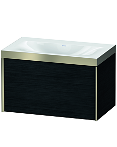 Duravit XViu Waschtisch-Unterschrank XV4610NB116P 80x48cm, 1 Auszug, champagner matt, Rahmen P, Eiche schwarz