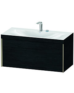 Duravit XViu vanity unit XV4611EB116C 100x48cm, 2000 pull-out, 2 tap holes, matt champagne, Rahmen C, black oak