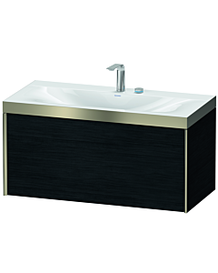 Duravit Meuble sous-vasque XViu XV4611EB116P 100x48cm, 2000 , 2 trous pour robinetterie, champagne mat, Rahmen P, chêne noir
