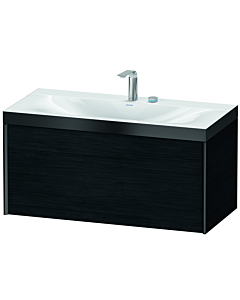 Duravit XViu vanity unit XV4611EB216P 100x48cm, 2000 pull-out, 2 tap holes, matt black, Rahmen P, black oak