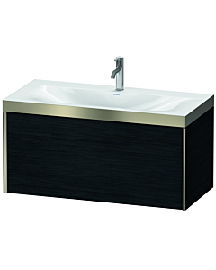Duravit XViu vanity unit XV4611OB116P 100x48cm, 2000 pull-out, 2000 tap hole, matt champagne, Rahmen P, black oak