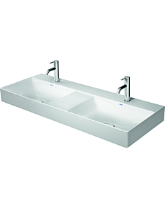 Duravit DuraSquare Möbel-Doppel-Waschtisch geschliffen 23531200731 120 x 47 cm, ohne Überlauf, mit Hahnlochbank, 3 Hahnlöcher, weiß WonderGliss