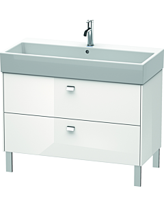 Duravit Brioso vanity unit BR443601022 984x459mm, Weiß Hochglanz , 2 drawers, chrome handle