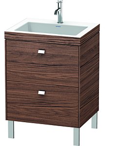 Duravit Brioso c-bonded Waschtisch mit Unterbau BR4700O1021 60x48, Nussbaum Dunkel/Chrom, 1 Hahnl.
