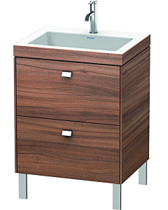 Duravit Brioso c-bonded Waschtisch mit Unterbau BR4700O1079, 60x48, Nussbaum natur/Chrom, 1 Hahnl.