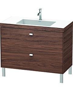 Duravit Brioso c-bonded Waschtisch mit Unterbau BR4702O1021 100x48, Nussbaum Dunkel/Chrom, 1 Hahnl