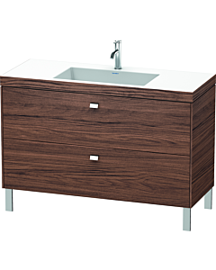 Duravit Brioso c-bonded Waschtisch mit Unterbau BR4703O1021 120x48, Nussbaum Dunkel/Chrom, 1 Hahnl