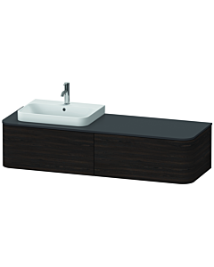 Duravit Happy D.2 Plus meuble sous-lavabo HP4934L6969 160x55cm, 2 tiroirs, pour lavabo, vasque à gauche, noyer brossé