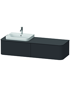 Duravit Happy D.2 Plus meuble sous-lavabo HP4934L8080 160x55cm, 2 tiroirs, pour lavabo, vasque à gauche, graphite super mat