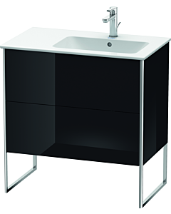 Duravit Meuble sous Duravit XSquare XS445204040 81x59,2x47,8cm, 2 tiroirs, lavabo droite, noir brillant