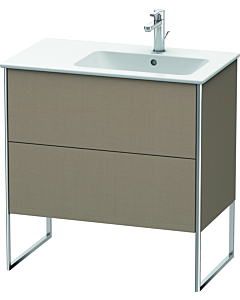 Duravit Meuble sous Duravit XSquare XS445207575 81x59,2x47,8cm, 2 tiroirs, lavabo à droite, Leinen