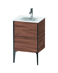 Duravit XViu Waschtisch-Unterschrank XV40690B279 51x42x59,1cm, 2 Auszüge, schwarz matt, nussbaum natur