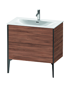 Duravit Meuble sous-vasque XViu XV43020B279 81 x 59, 2000 x 48 cm, noyer naturel, 2 coulissants, noir mat