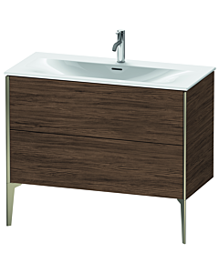 Duravit XViu vanity unit XV43030B121 101 x 59, 2000 x 48 cm, dark walnut, 2 pull-outs, matt champagne