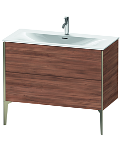 Duravit Meuble sous-vasque XViu XV43030B179 101 x 59, 2000 x 48 cm, noyer naturel, 2 coulissants, champagne mat