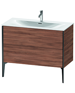 Duravit Meuble sous-vasque XViu XV43030B279 101 x 59, 2000 x 48 cm, noyer naturel, 2 coulissants, noir mat