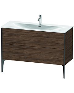 meuble-lavabo Duravit XViu XV43040B221 121 x 48 x 59 cm, 2000 cm, noyer foncé, 2 tiroirs, noir mat