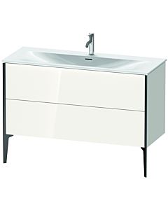 Duravit XViu Waschtisch-Unterschrank XV43040B222 121 x 59,1 x 48 cm, weiß hochglanz, 2 Auszüge, schwarz matt
