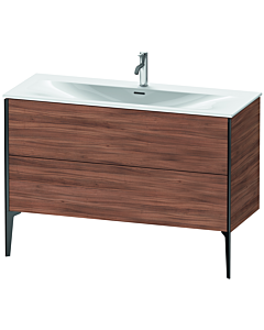 Duravit Meuble sous-vasque XViu XV43040B279 121 x 59, 2000 x 48 cm, noyer naturel, 2 coulissants, noir mat