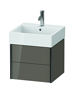 Duravit XViu Waschtisch-Unterschrank XV43330B289 48,4 x 39,7 x 45,4 cm, flannel grey hochglanz, 2 Schubkästen, schwarz matt
