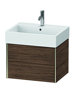 Duravit Meuble sous-vasque XViu XV43340B121 58,4 x 39,7 x 45,4 cm, noyer foncé, 2 tiroirs, champagne mat
