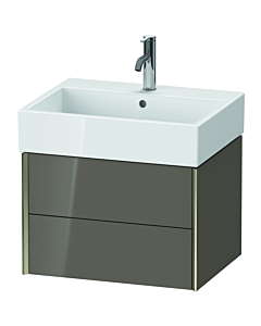 Duravit XViu vanity unit XV43340B189 58.4 x 39.7 x 45.4 cm, flannel gray high gloss, 2 drawers, matt champagne