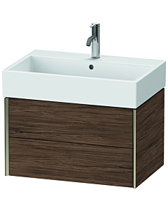 Duravit Meuble sous-vasque XViu XV43350B121 68,4 x 39,7 x 45,4 cm, noyer foncé, 2 tiroirs, champagne mat